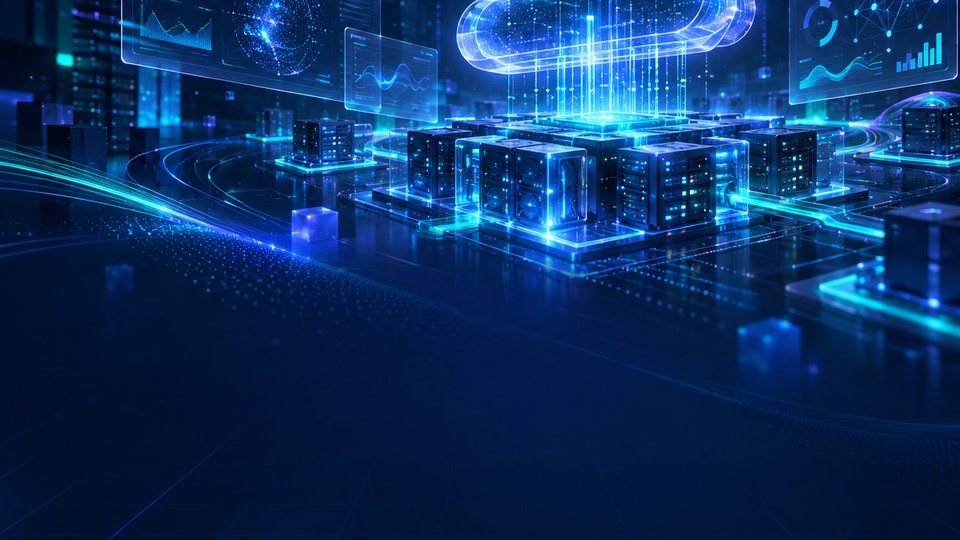 AI 运维工程师 · 云平台下服务器机柜阵列与监控仪表盘场景